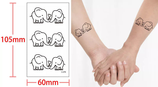 Elephants Heart Temporary Tattoos Women Mens Kids Fake Waterproof Sticker