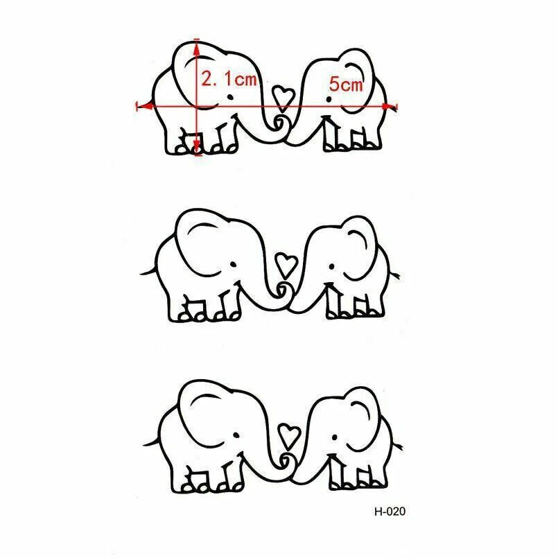 Elephants Heart Temporary Tattoos Women Mens Kids Fake Waterproof Sticker