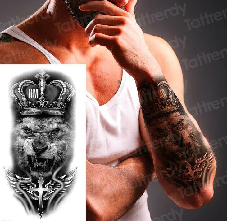 Lion King Temporary Tattoo Fake Waterproof Sticker Women Mens Arm Leg Chest UK