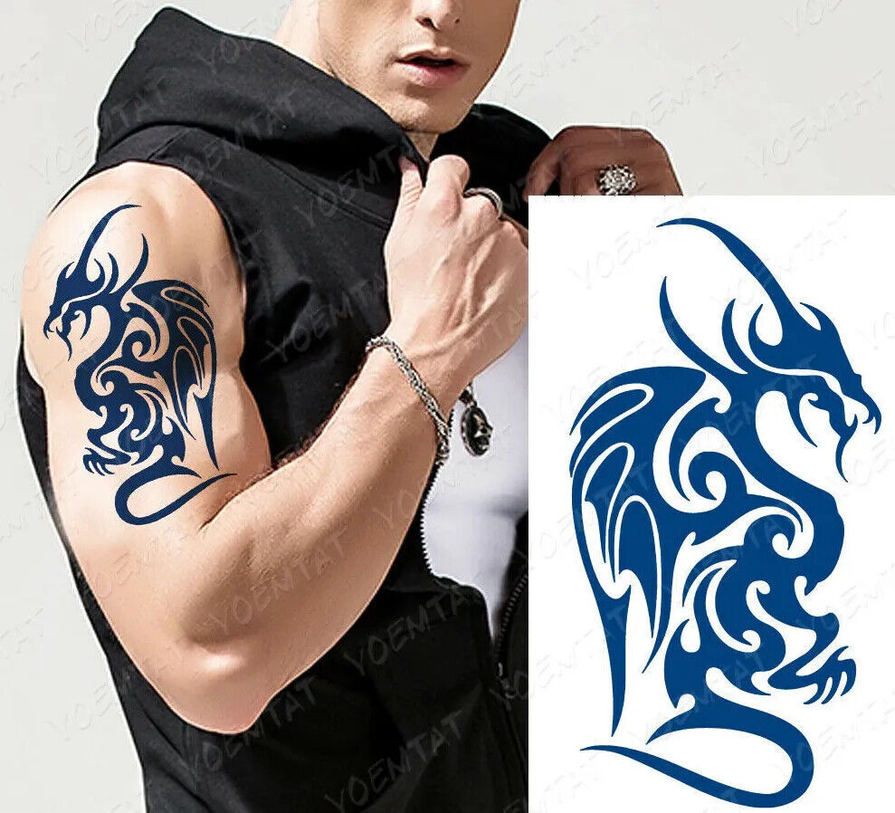 Tribal Dragon SEMI PERMANENT Womens Mens Temporary Tattoos Waterproof Body Art