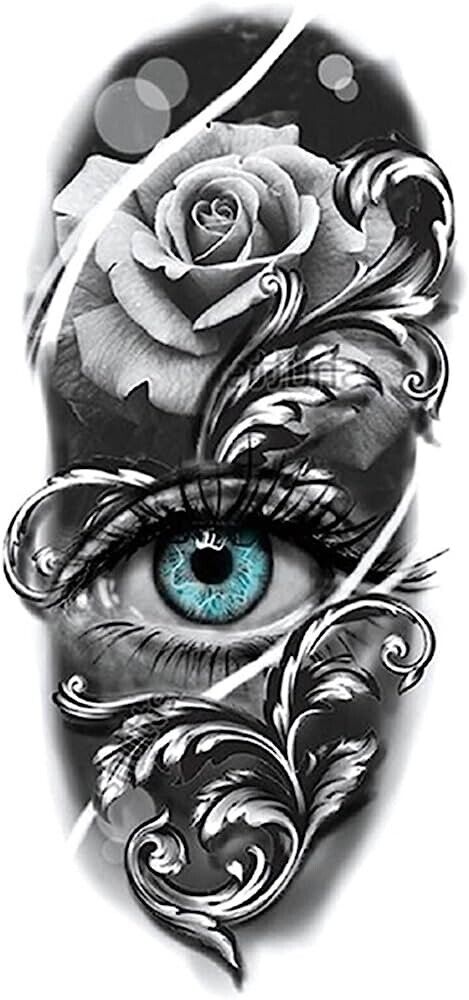 Womens Rose Temporary Tattoos Arm Tattoo Fake Body Chest Waterproof Flowers