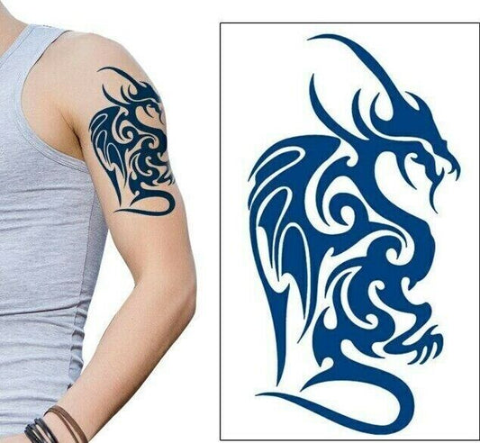 Tribal Dragon SEMI PERMANENT Womens Mens Temporary Tattoos Waterproof Body Art