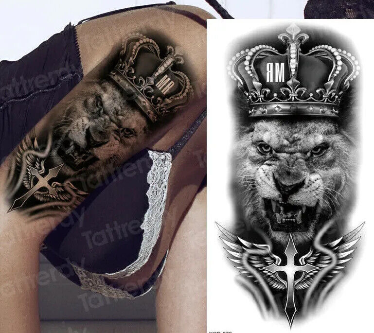 Lion King Temporary Tattoo Fake Waterproof Sticker Women Mens Arm Leg Chest UK