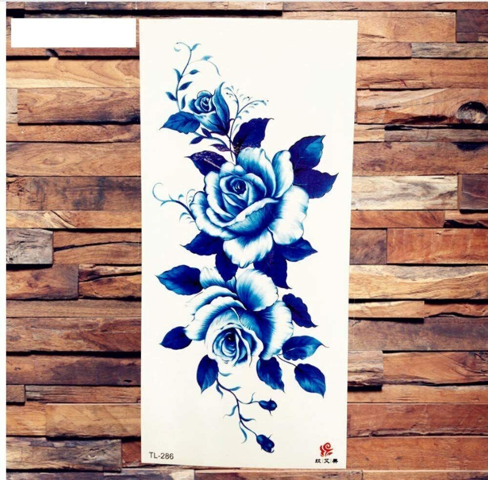 Blue Roses Waterproof Temporary Tattoo Fake Sticker Women Flower tattoos