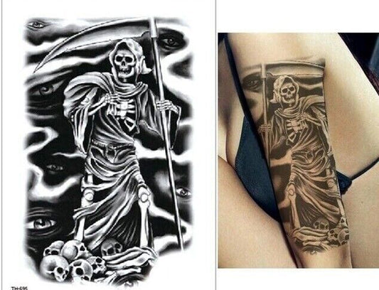 Grim Reaper Death Tattoo Transfer Womens Mens Waterproof Tattoos Arm