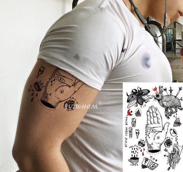 Hand Fly Heart Hare Eye Waterproof Temporary Transfer Tattoo Womens Mens Gothic