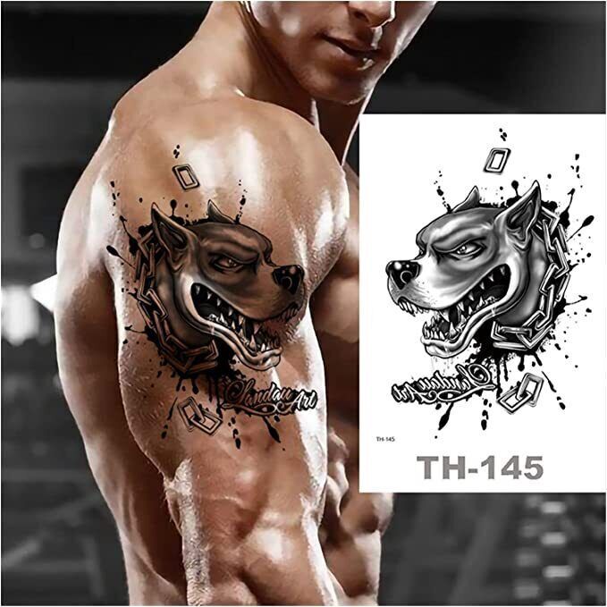 Dog Chain Temporary Transfer Tattoo Womens Tattoos Staffy Waterproof Tattoos