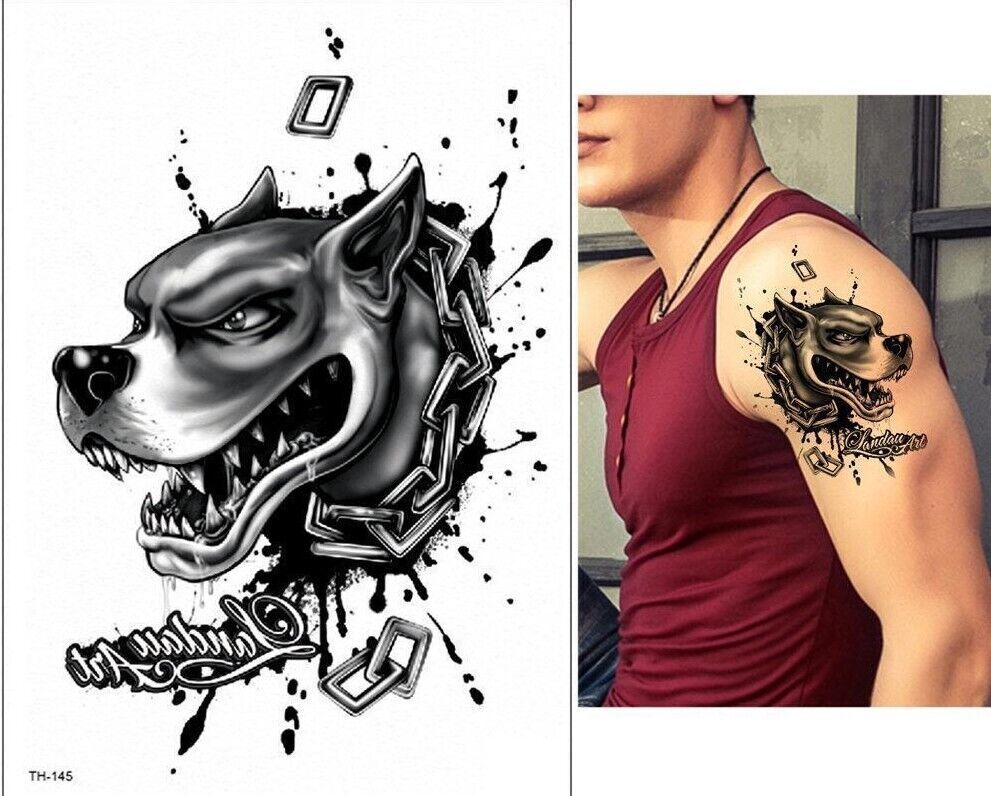 Dog Chain Temporary Transfer Tattoo Womens Tattoos Staffy Waterproof Tattoos