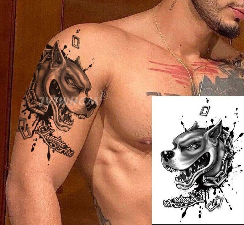 Dog Chain Temporary Transfer Tattoo Womens Tattoos Staffy Waterproof Tattoos