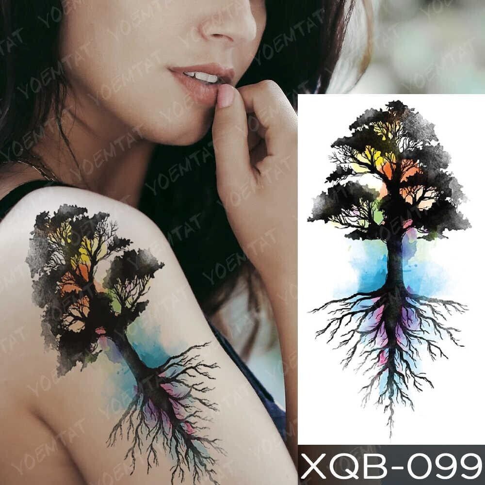 Tree Roots Watercolour Waterproof Womens Temporary Arm Tattoo Fake Body Chest