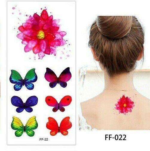 Small Butterflies Flower Temporary Tattoos Womens Girl Butterfly Arm Waterproof