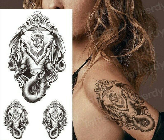 Ganesha Hindu Temporary Tattoo Waterproof Tattoos Sticker Women Mens