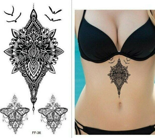 Sternum Chest Tattoos Chest Temporary Tattoo Womens Underboob Press Sticker