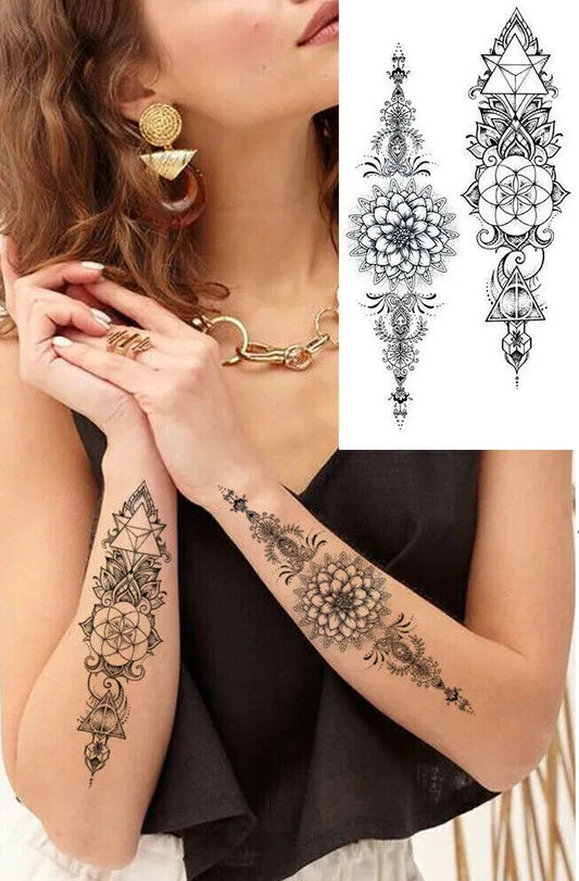 Womens Arm Temporary Tattoos Mandala Designs Tattoo Girl  Hand Neck Press on