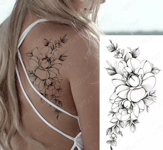 Flowers flower Temporary Tattoo Womens Tattoos Mens Arm Leg Chest Sticker Thigh