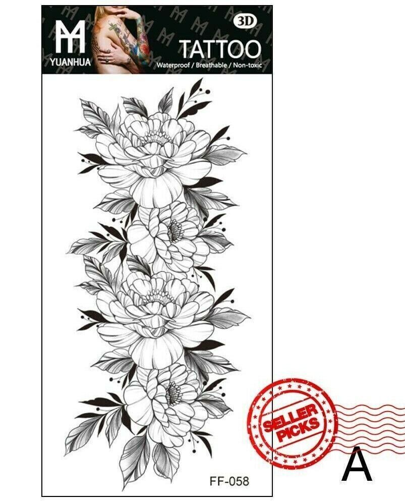 Flower Collection Temporary Tattoo Women Arm tattoos Leg Chest Sticker Womens