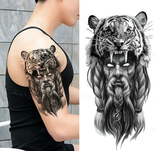 Spirit Warrior Temporary Tattoo Chief Man Tiger Fake Sticker Women Mens tattoos