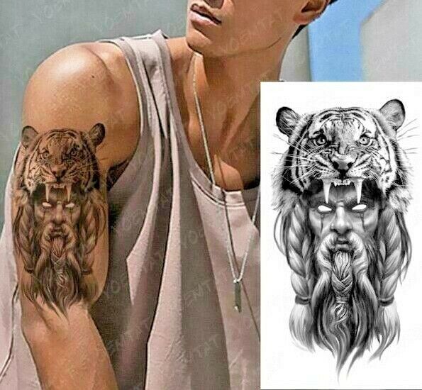 Spirit Warrior Temporary Tattoo Chief Man Tiger Fake Sticker Women Mens tattoos