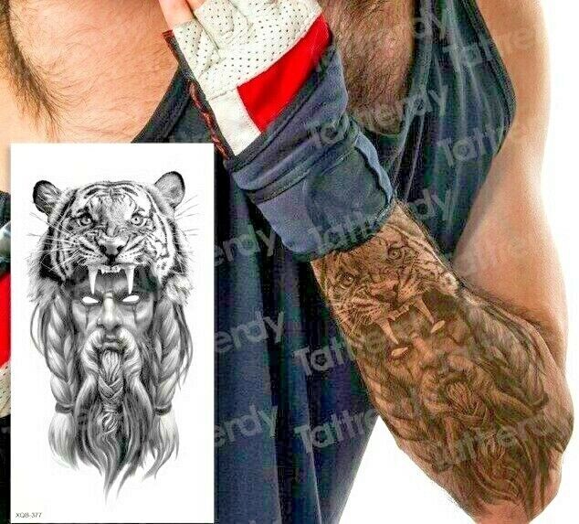 Spirit Warrior Temporary Tattoo Chief Man Tiger Fake Sticker Women Mens tattoos