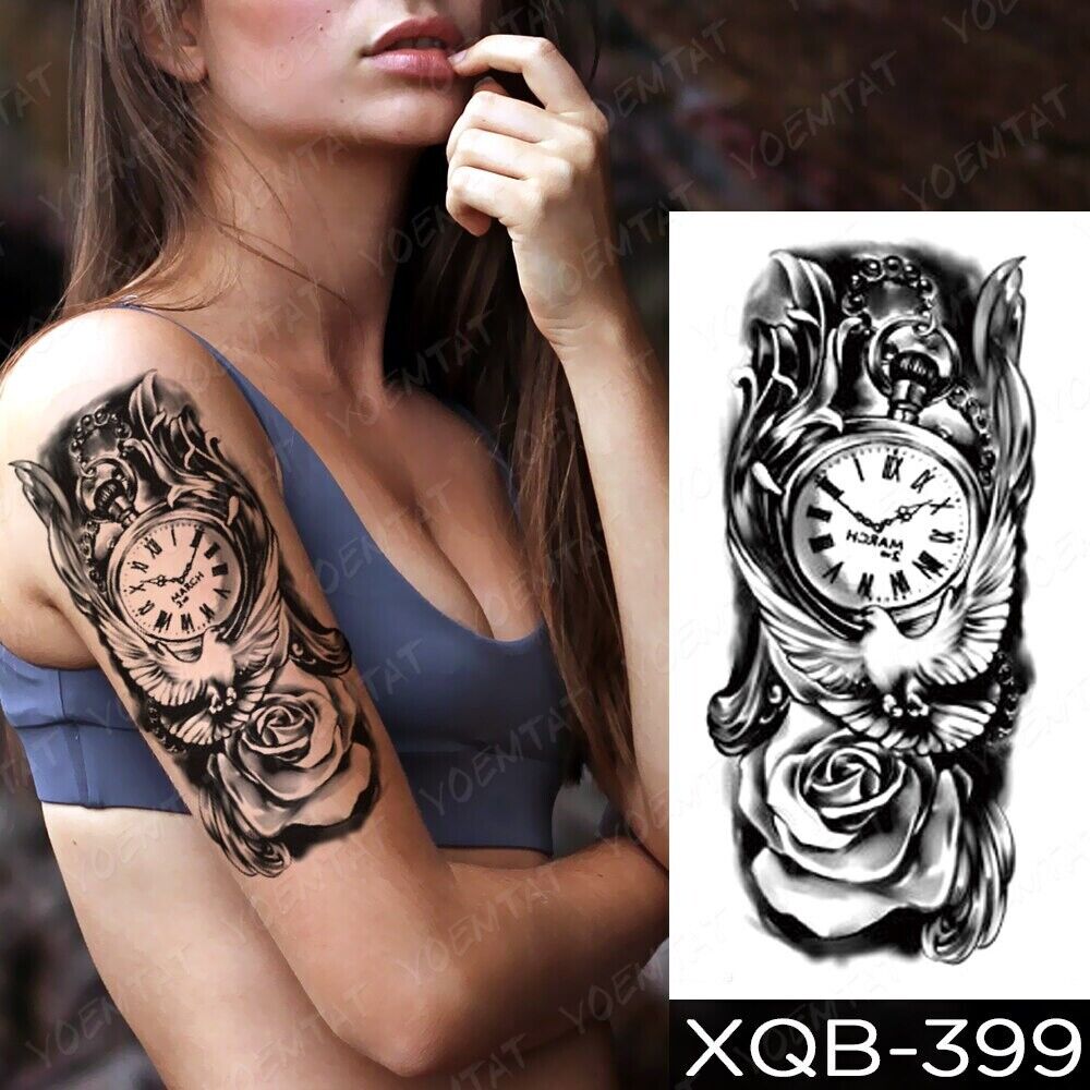 Dove Roses Temporary Tattoo Fake Press on Sticker Womens Mens Girls tattoos
