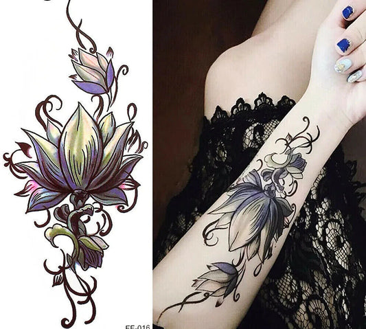 Lotus Flower Temporary Tattoo Womens Waterproof tattoos Girl Arm Leg Hand sexy
