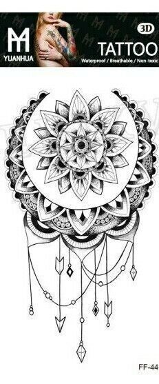 Sexy Spiritual Mandala Moon Crest Temporary Tattoo Women Arm Leg Chest Sticker