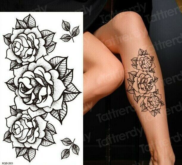 Flowers Chest Temporary Tattoo Tattoos Women Arm Leg Thigh waterproof