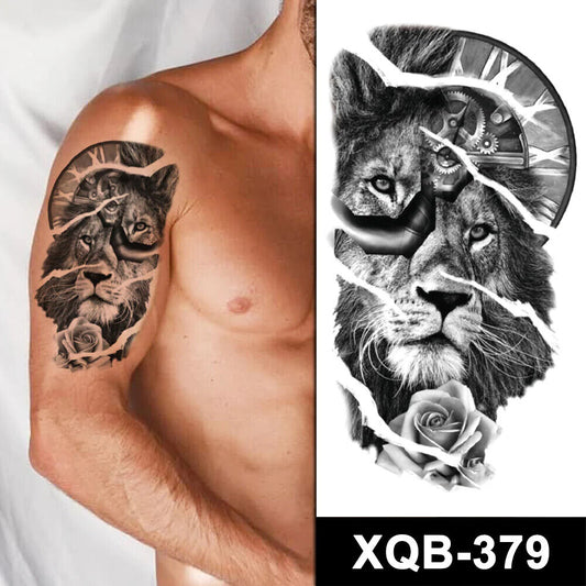 Lion & Rose Time Watch Waterproof Temporary Tattoo Fake Sticker Women Mens Arm