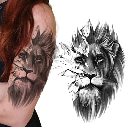 Lion Temporary Tattoo Waterproof Fake Sticker Womens Mens Tattoos Leg Arm