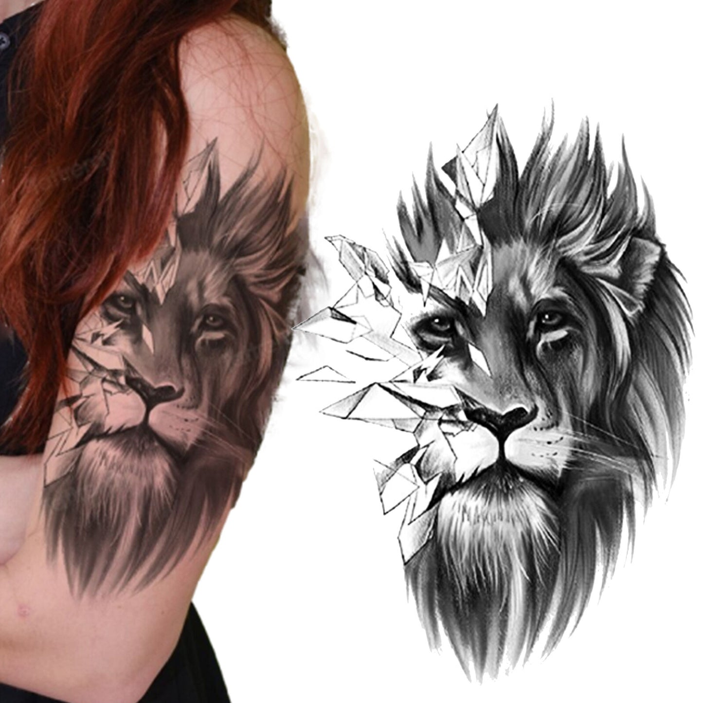 Lion Temporary Tattoo Waterproof Fake Sticker Womens Mens Tattoos Leg Arm