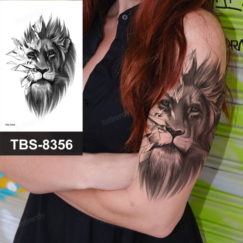 Lion Temporary Tattoo Waterproof Fake Sticker Womens Mens Tattoos Leg Arm
