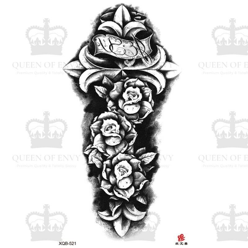 Flowers Roses Temporary Tattoo Waterproof Sticker Womens Mens Arm tattoos Leg
