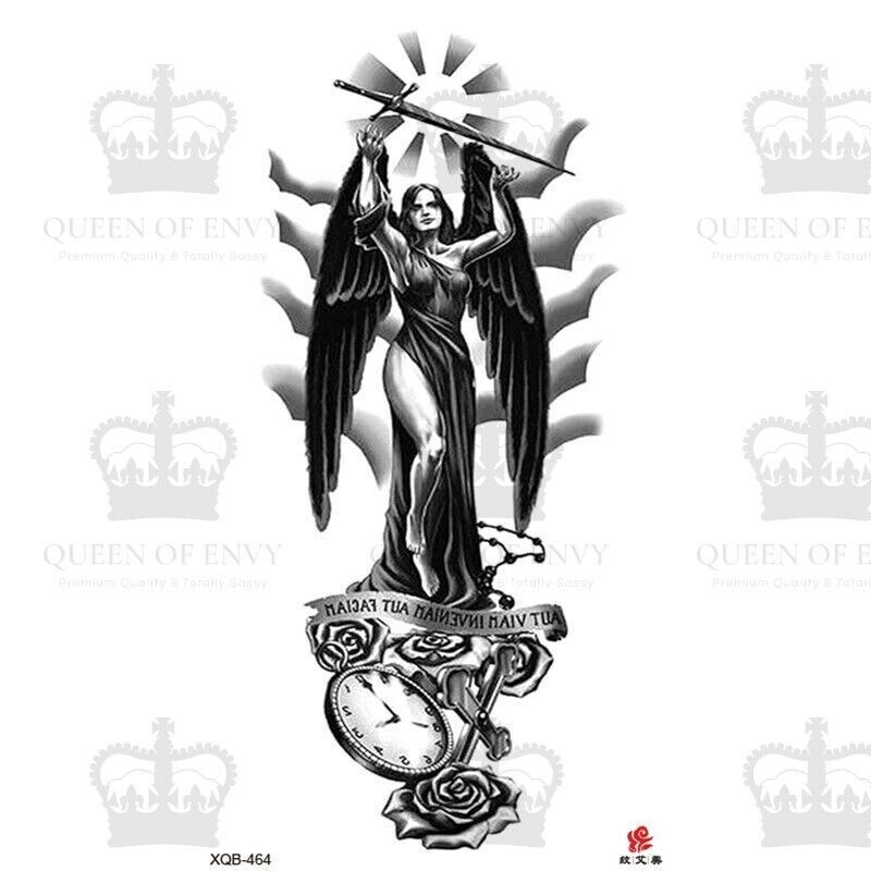 Angel temporary tattoo Wings Heaven Sword Fake Sticker Womens Mens Arm Leg