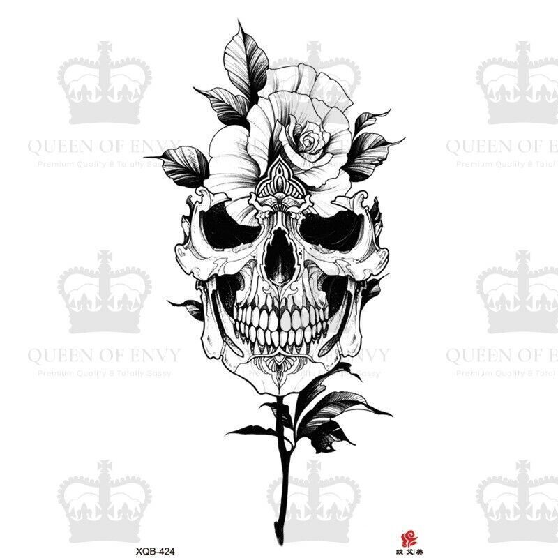 Skull Tattoos Temporary Tattoo Waterproof Fake Press Sticker Womens Mens Arm Leg