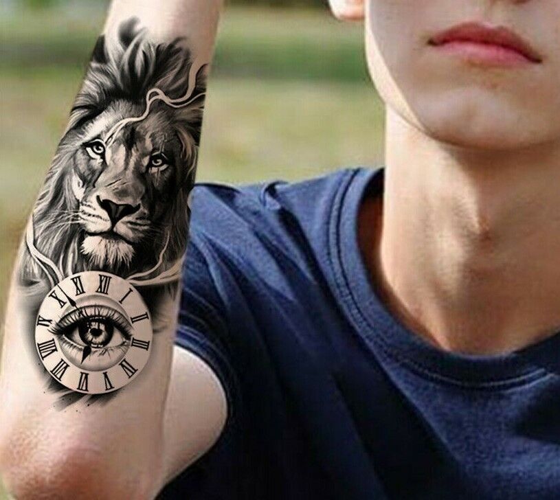 Detailed Lion Temporary Tattoo Fake Press on Sticker Womens Mens tattoos Arm Leg