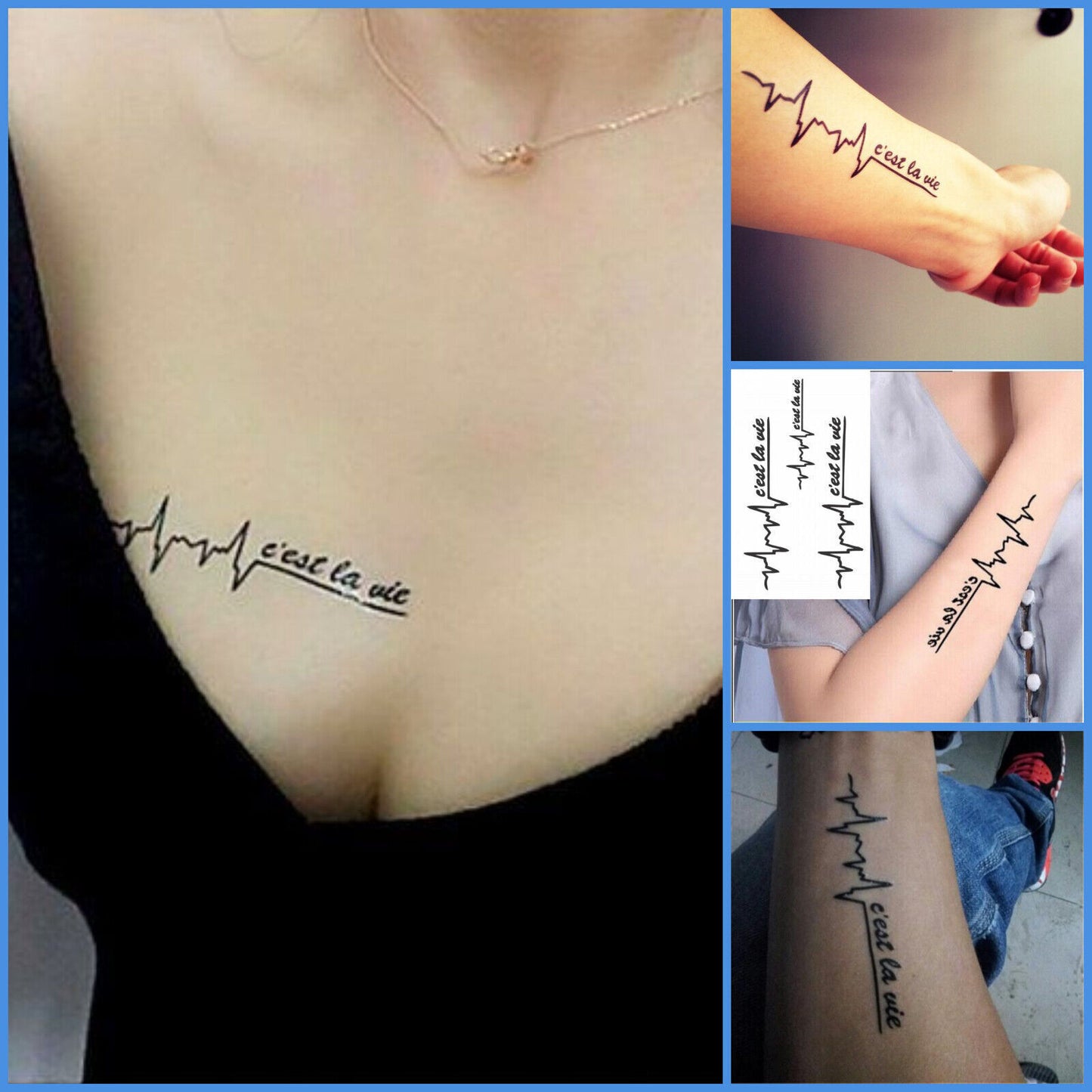 C'est la Vie Temporary Tattoos Arm Womens Mens Fake Tattoo Sticker Waterproof