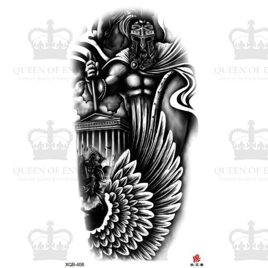 Roman Warrior Temporary Tattoo Fake Sticker Womens Mens Waterproof tattoos Arm