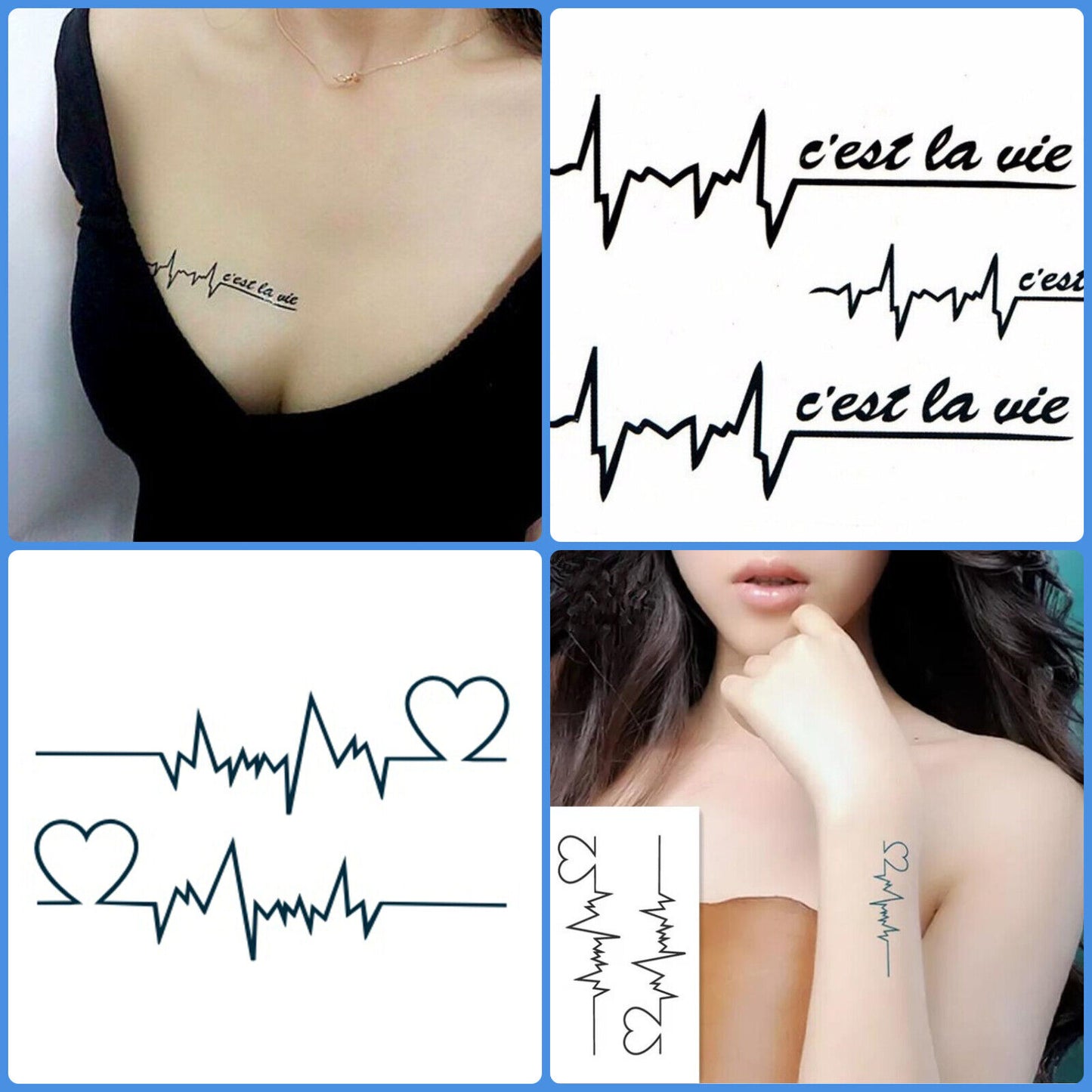 Heart Beat Love Waterproof Temporary Tattoo Women Men Fake Sticker Cest la Vie