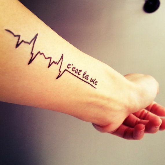 Heart Beat Love Waterproof Temporary Tattoo Women Men Fake Sticker Cest la Vie