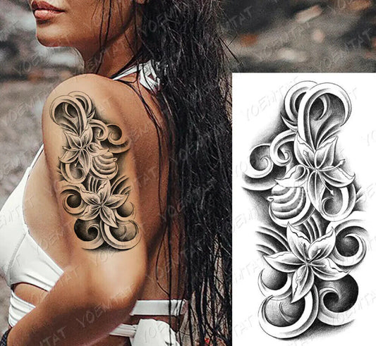 Flowers Temporary Tattoo Fake Press Sticker Women Mens Sleeve Arm Womens Tattoos