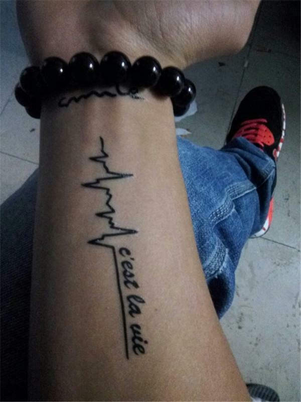 Heart Beat Love Waterproof Temporary Tattoo Women Men Fake Sticker Cest la Vie
