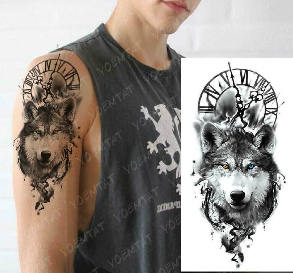 Wolf Wolves Temporary Tattoo Waterproof Fake Press Sticker Womens tattoos Mens