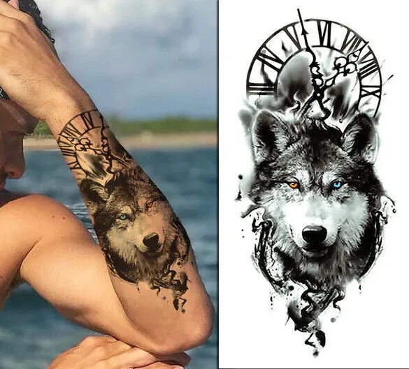 Wolf Wolves Temporary Tattoo Waterproof Fake Press Sticker Womens tattoos Mens