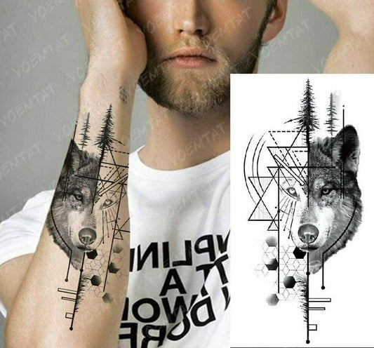 Wolf Wolves Temporary Tattoo Dagger Love Fake Press Sticker Women Mens art