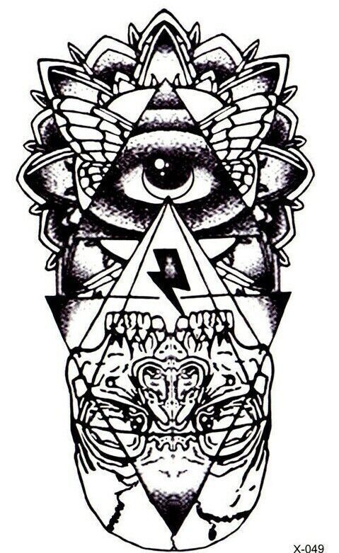 Illuminati Skull eye Temporary Tattoo Women Mens Kids Tattoos Fun Fake Sticker