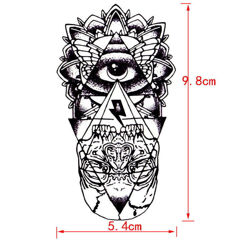 Illuminati Skull eye Temporary Tattoo Women Mens Kids Tattoos Fun Fake Sticker
