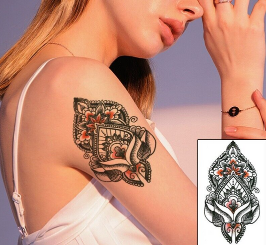 Womens Flower Temporary Tattoos Arm Tattoo Fake Body Girls Tattoo Waterproof