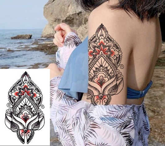 Womens Flower Temporary Tattoo Arm Tattoos Fake Body Girls Waterproof