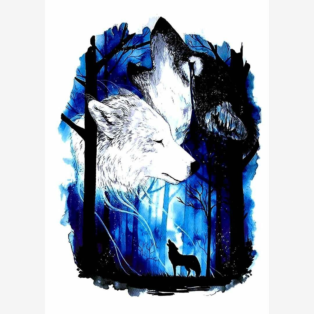 Wolf Wolves Temporary Tattoo Waterproof Mens Womens Sticker Leg Fake Arm