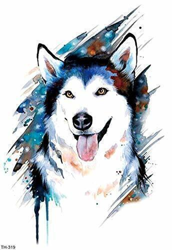 Husky Dog Temporary Tattoo Waterproof Sticker Womens Fake tattoos Leg Mens